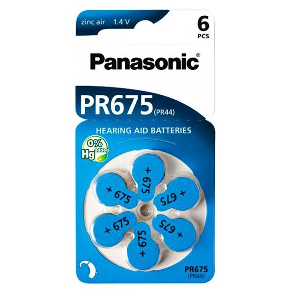 Panasonic 675 Hearing Aid Batteries PR44 | 1.4V 6pcs