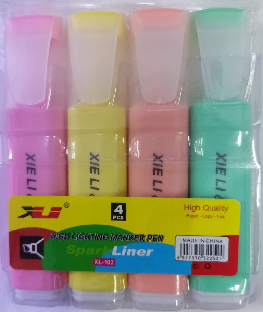 XIE LI Pastel Marker High Lighting Marker Pen Spark Liner Color Pen 4PCS XL-102