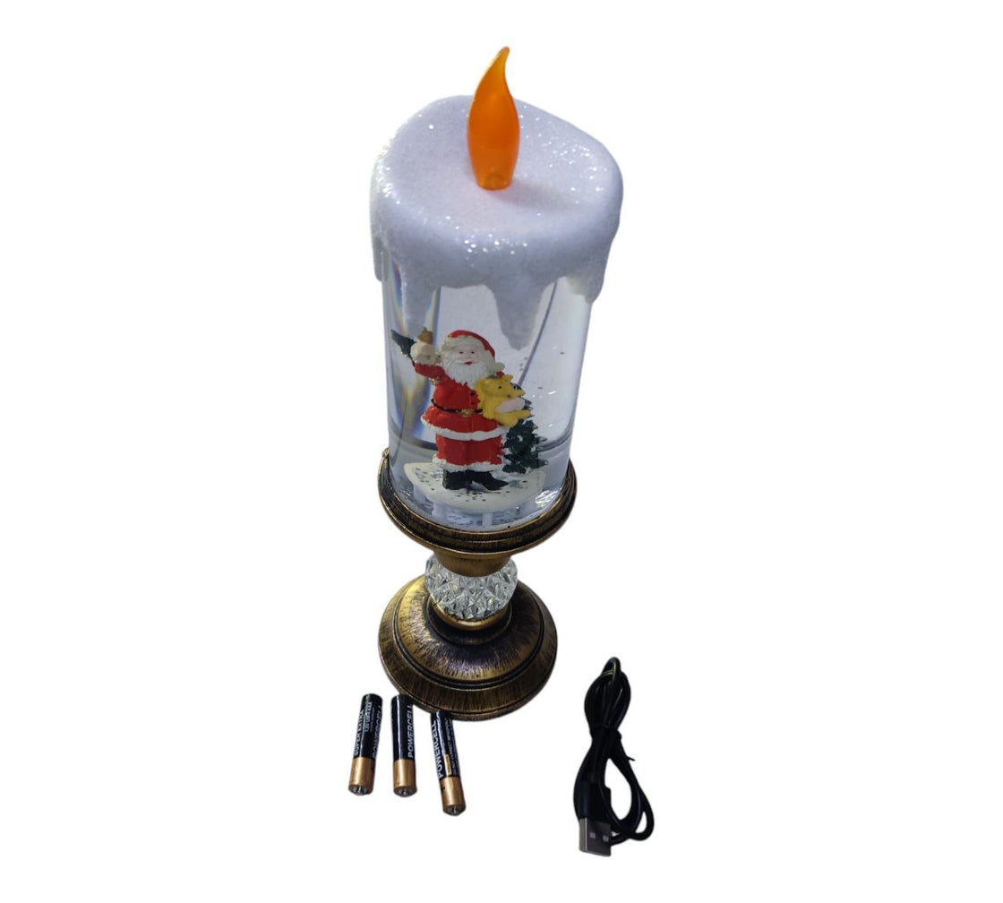 Christmas decorative candle with snow and lighting