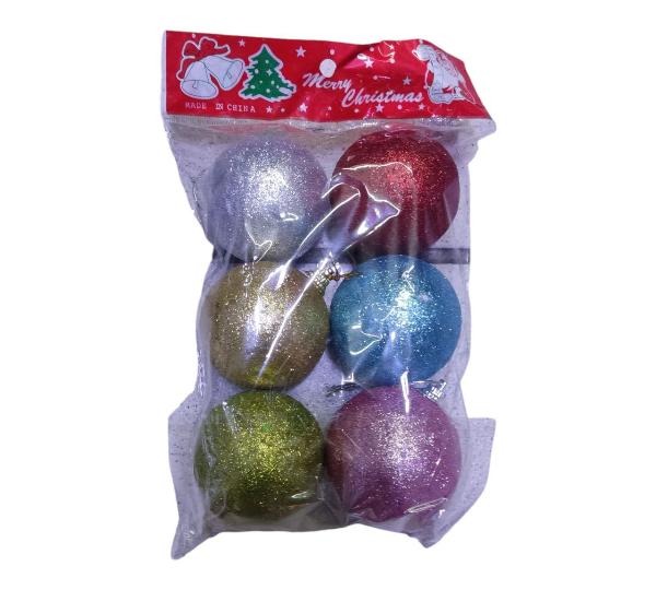 1 Set Of 6pcs Christmas Ball Decoration Pendant Christmas Tree Ornament Gold Powder Foam Ball