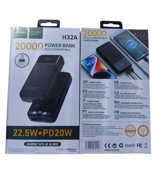 Power bank Takemore 20000Mah 22.5W 5IN1 Super Fast Charging (H32A)