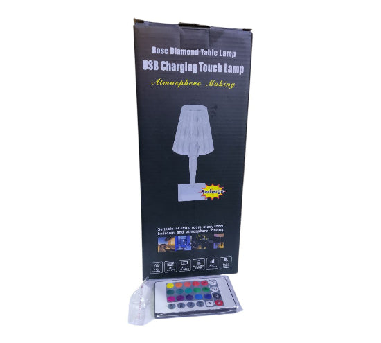 Rose Diamond Table Lamp Touch Sensor and Remote Control USB Charging Touch Lamp Rechargeable Battery White