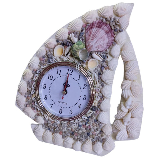 Table Clock Room Decoration Natural Shell Shell Clock Heart Shaped Jewelry Box Floor Sea Breeze Ornament Pen Holder