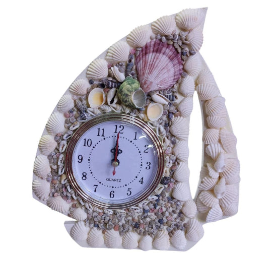 Table Clock Room Decoration Natural Shell Shell Clock Heart Shaped Jewelry Box Floor Sea Breeze Ornament Pen Holder