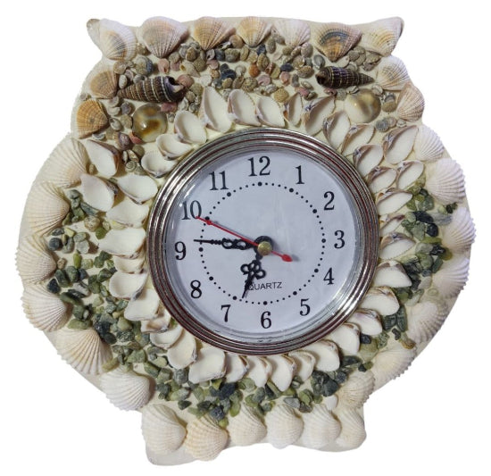 Table Clock Room Decoration Natural Shell Clock Heart Shaped Floor Sea Breeze Ornament Pen Holder