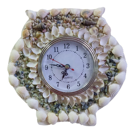 Table Clock Room Decoration Natural Shell Clock Heart Shaped Floor Sea Breeze Ornament Pen Holder