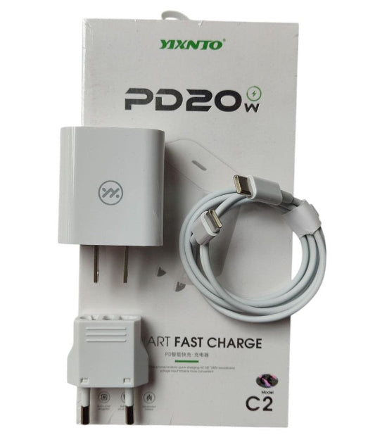 yixnto PD 20w PD Smart Fast Charge Usb-C Ports adapter With Usb-C To Usb-C Cabel Quick Charger C2