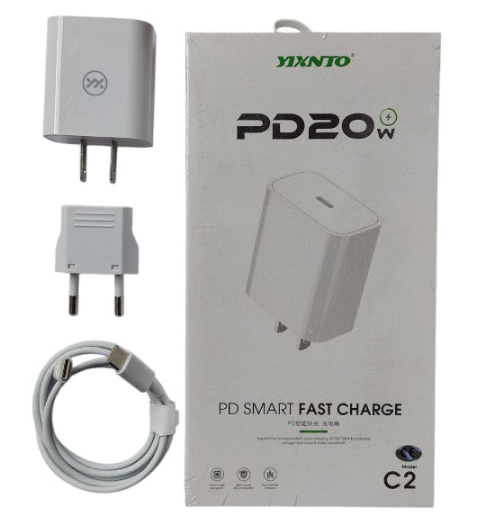 yixnto PD 20w PD Smart Fast Charge Usb-C Ports adapter With Usb-C To Usb-C Cabel Quick Charger C2