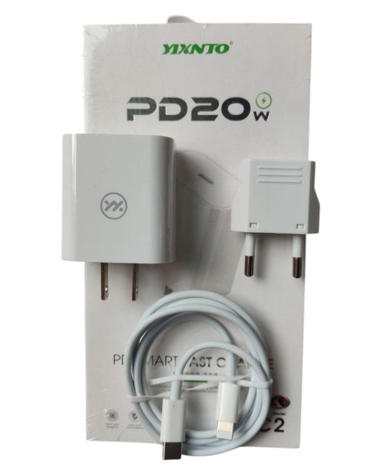 yixnto PD 20w Smart Fast Charge Usb-C Ports adapter With Usb-C To Lightning Cabel Quick Charger C2