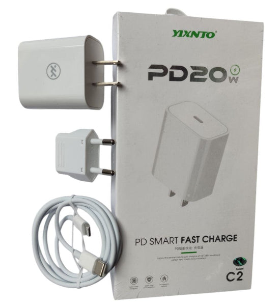 yixnto PD 20w Smart Fast Charge Usb-C Ports adapter With Usb-C To Lightning Cabel Quick Charger C2