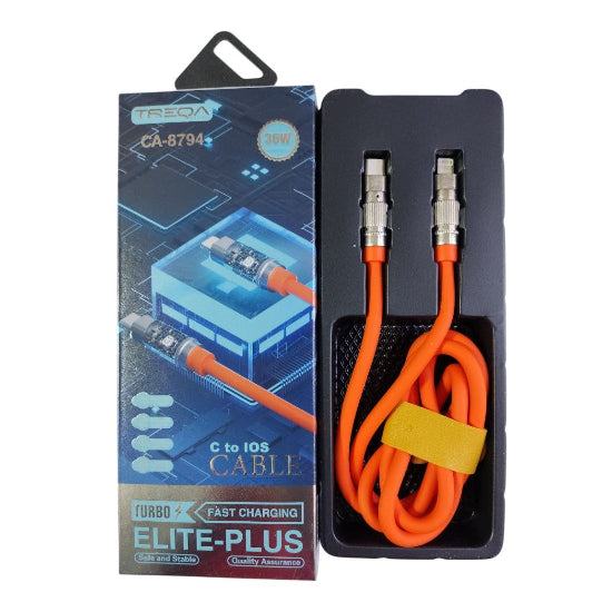 Cabel Treqa 36W 9.1A Type-C To Lightning Fast Charging Cabel 1M Orange (CA-8794)