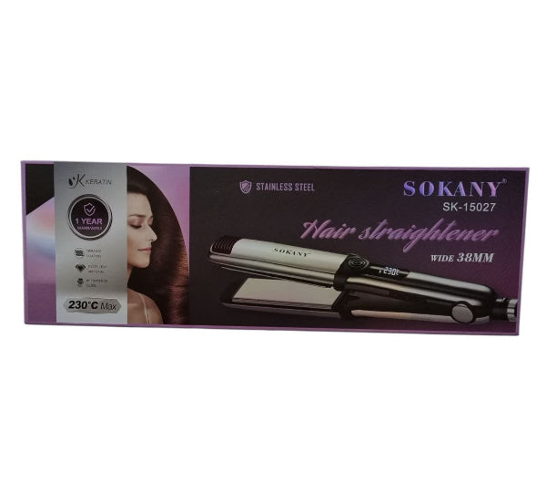 Hair Straightener Sokany 55W 230'c Max Wide 38mm SK-15027