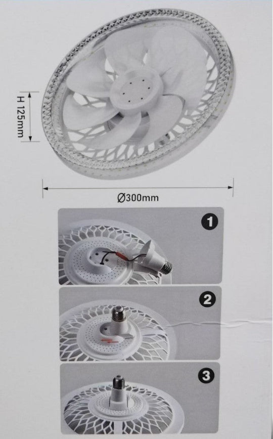 Rixme E27 60W Light Dimmable Ceiling Fan with Remote Control LED Light Bedroom Ceiling Lamp