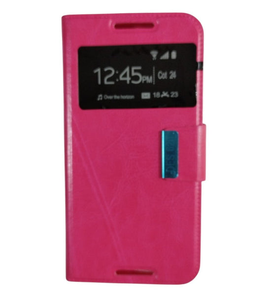 Book Stand Case with Window For HTC DESIRE 620 Hot Pink