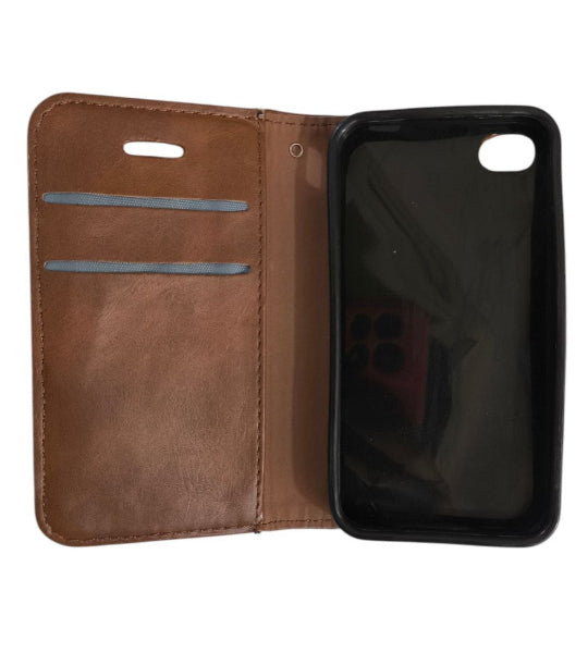 Premium Magnet Book Cover Case For iPhone 4 /4s (Brown)
