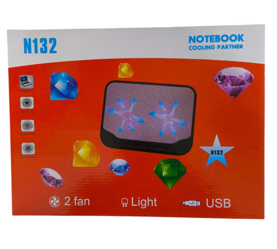 Cooling Pad with 2 fans for Laptop & Notebook Cooler Fan N132