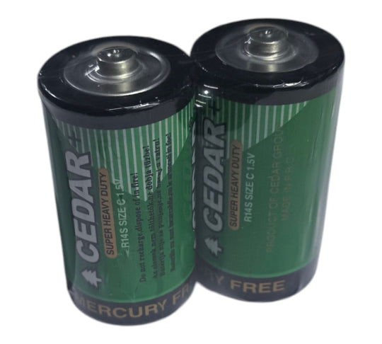 Cedar Battery Super Heavy Duty C Size R14 / R14s 1.5V 2Pcs