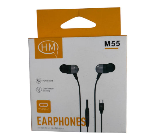 HM Type-c EarPhone In Ear Metal Headphone M55 Black