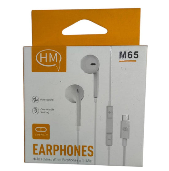 HM Type-c EarPhone In Ear Headphone M65 White