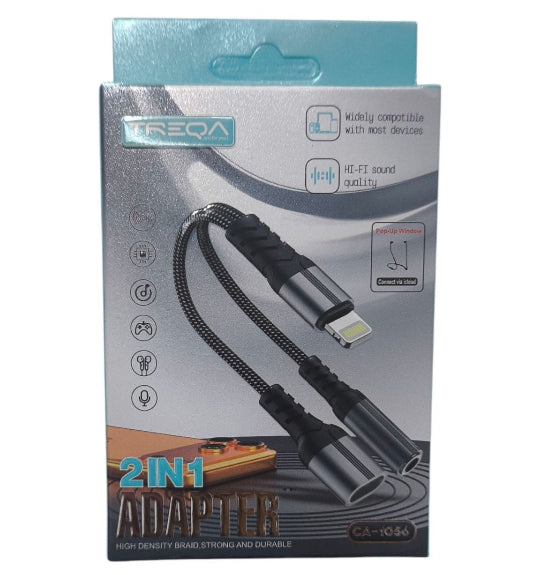 TREQA 2in1 Lightning Adapter 3.5mm AUX & Charging CA-1056
