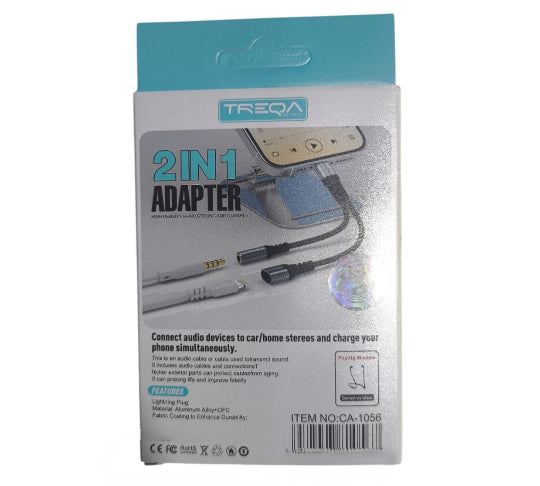 TREQA 2in1 Lightning Adapter 3.5mm AUX & Charging CA-1056