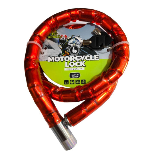 Kihuu Motorcycle & bicycle lock With 2 Keys steel wire 100cm Red