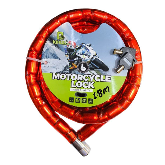 Kihuu Motorcycle & bicycle lock With 2 Keys steel wire 180cm Red