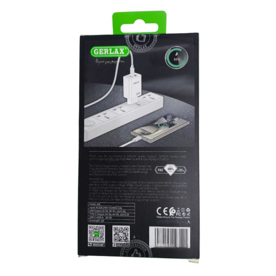 Gerlax 2 IN 1 Charger Dual-Port Type-C To Lightning Cable 35W A35 White
