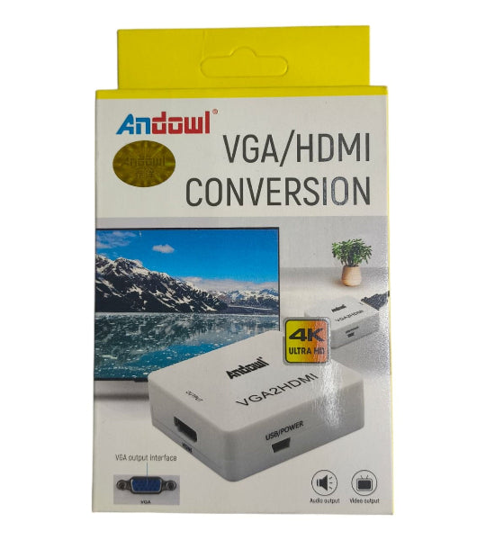 Andowl VGA to HDMI CONVERTER Full HD 1080P Video Audio Converter QY-V05