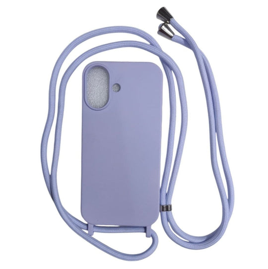 Tpu Silicone Back Cover Case Strap With Cord For iPhone 17 Purple