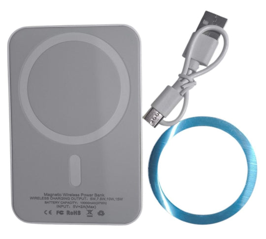 Mini Power Bank Magnetic Wireless Charging for Iphone & Samsung S series 10000 mAh 15w - White