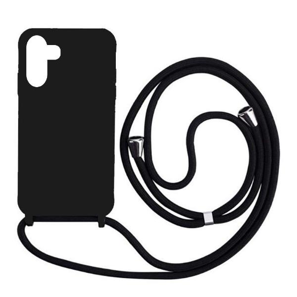 Premium Silicone Case With Cord for Sam A14 4G/5G Black 