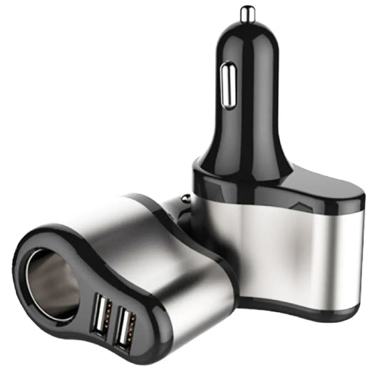 3in1 Car Charger 2 USB Ports Black and White