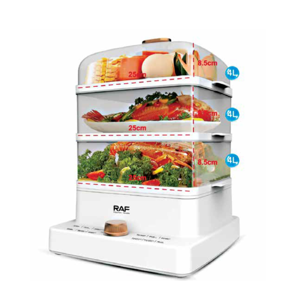 RAF Food Steamer 12.0L with 3 levels (R-5238)