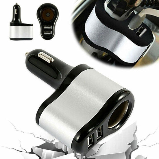 3in1 Car Charger 2 USB Ports Black and White