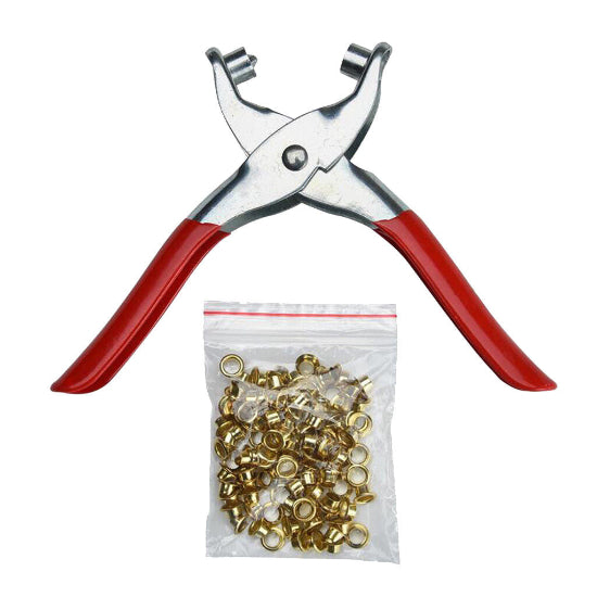 Work-it Craft Grommet Eyelet Plier Set Eyelet Hole Punch Pliers Kit with100 Metal Eyelets Grommet Tool Kit for Leather Clothes Belt