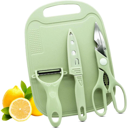 3x Portable Travel Mini Camping Plastic Cutting Board Knife Fruits Scissors Set