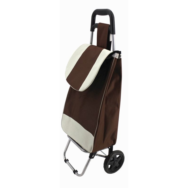 Foldable Folding Wheeled Wheels Shopping Shopper Luggage Travel Trolley Bag - Brown