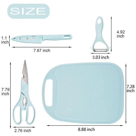 3x Portable Travel Mini Camping Plastic Cutting Board Knife Fruits Scissors Set