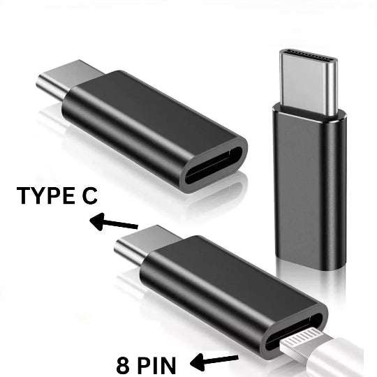 Lightning Female to USB-C Male Cable Adapter Fast Charging Converter (Black)