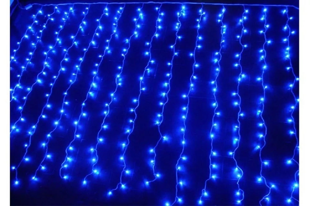 LED Christmas Curtain Lights  Wire Curtain String Lights 2m x 2m - (Blue)