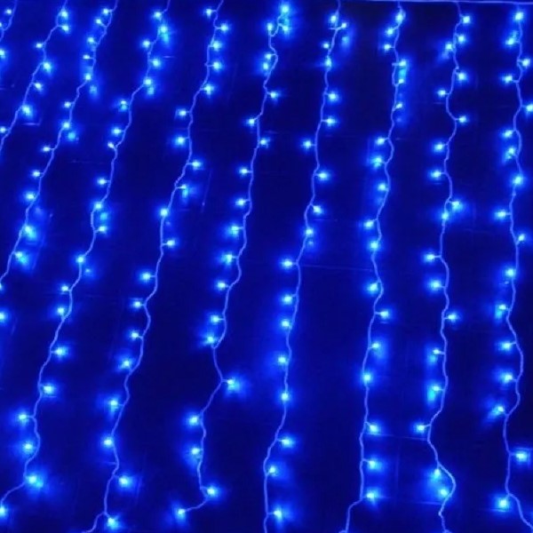 LED Christmas Curtain Lights  Wire Curtain String Lights 2m x 2m - (Blue)