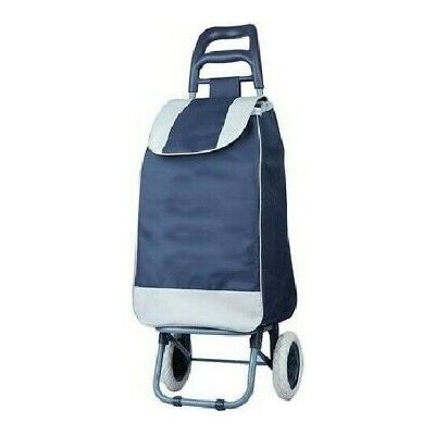 Foldable Folding Wheeled Wheels Shopping Shopper Luggage Travel Trolley Bag - Blue