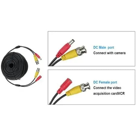 15M BNC Video + Power DC Extension Cable for CCTV Security