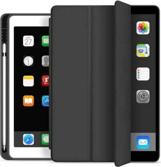 teach Tri-fold Flip Book Cover Case with Pencil Holder for iPad 10.2" 9th/8th/7th Gen: 2021/2020/2019 (Black)