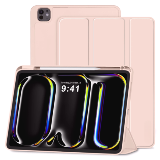 Smart Tri-fold Flip Case with Pencil Holder for iPad Pro 11 Inch 2022/2021/2020/2018 Rose Gold