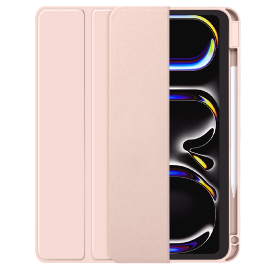 Smart Tri-fold Flip Case with Pencil Holder for iPad Pro 11 Inch 2022/2021/2020/2018 Rose Gold