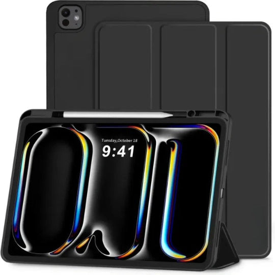 Smart Tri-fold Flip Case with Pencil Holder for iPad Pro 11 Inch M5 2025/M4 2024/ iPad Pro 11" 6th/5th Gen -Black