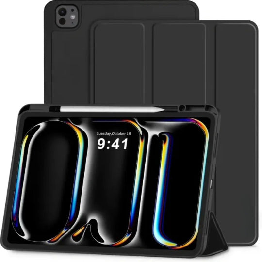 Smart Tri-fold Flip Case with Pencil Holder for ipad Pro 13 Inch 2024/2025/2026/M4/M5 Black