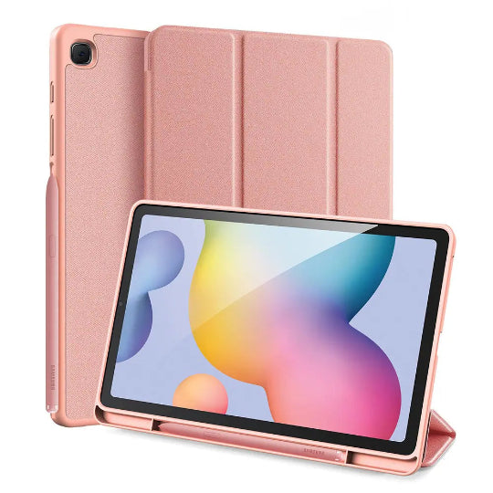 teach Tri-fold Flip Book Cover Case with Pencil Holder for iPad 10.2" 9th/8th/7th Gen: 2021/2020/2019 Rose Gold